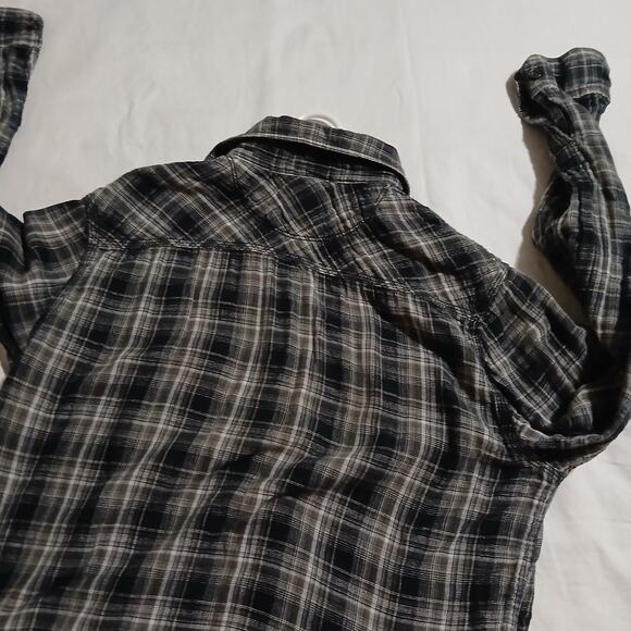 Converse ONE STAR  Men's Small double-layer Cotton Black Plaid Button-Up shirt - Picture 5 of 16